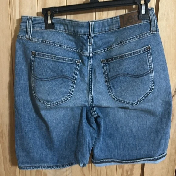 LEE Blue Denim Regular Fit Bermuda Mid Rise Stretch - Picture 2 of 5